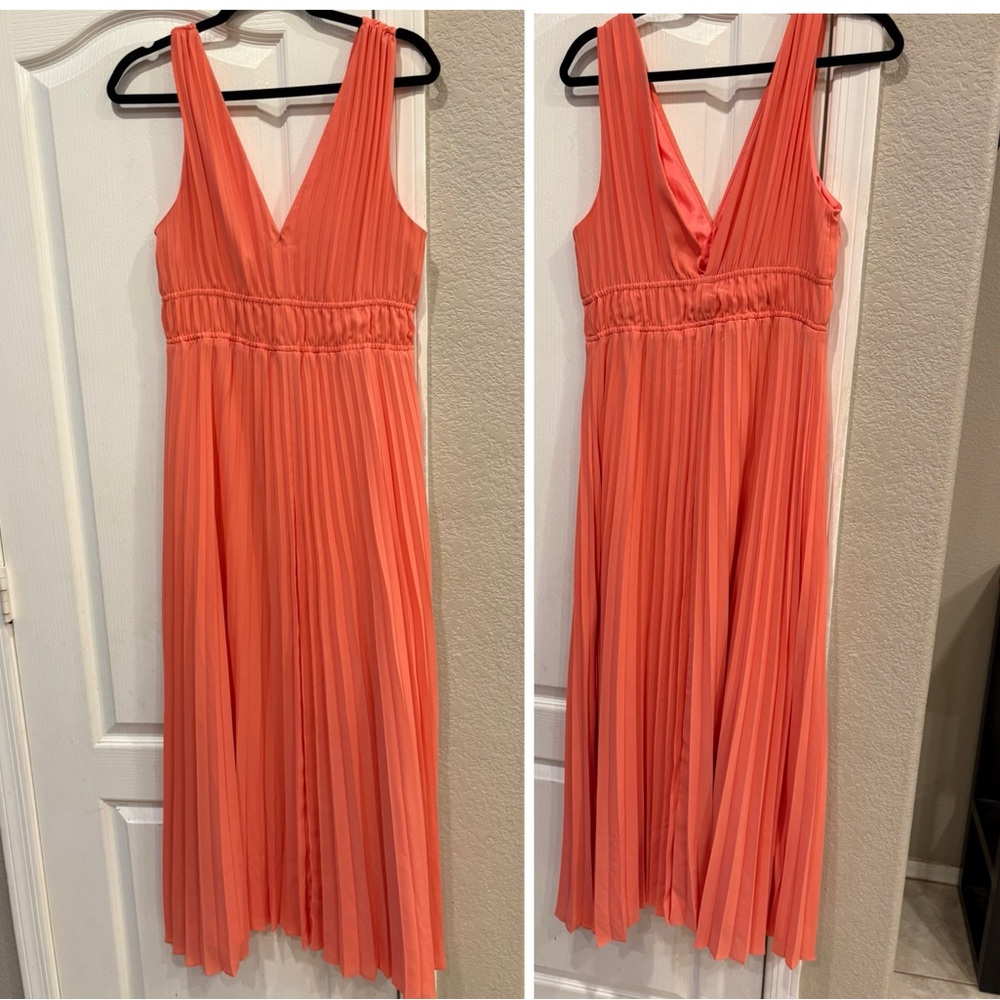 Coral V-Neck Formal Dress